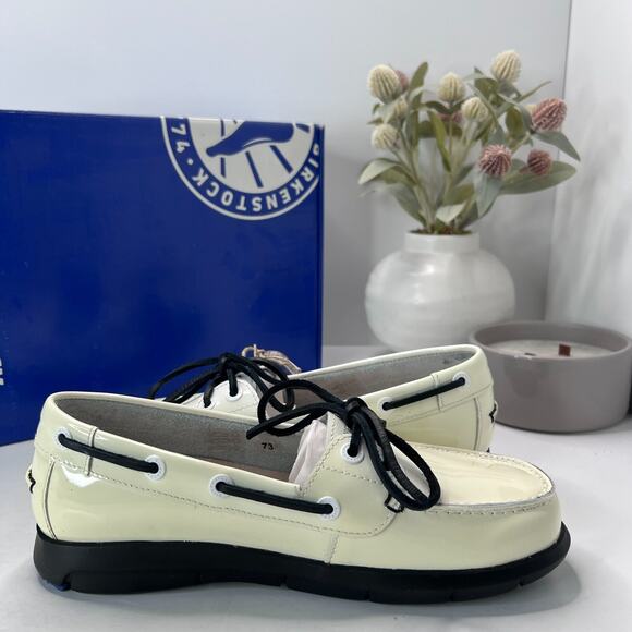 Birkenstock Tennessee Patent Leather Top Sider White Regular Fit Women W5/M3 NWD - Picture 7 of 10